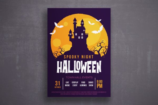 万圣节恐怖之夜活动邀请海报传单第一素材精选PSD模板v1 Halloween flyer template