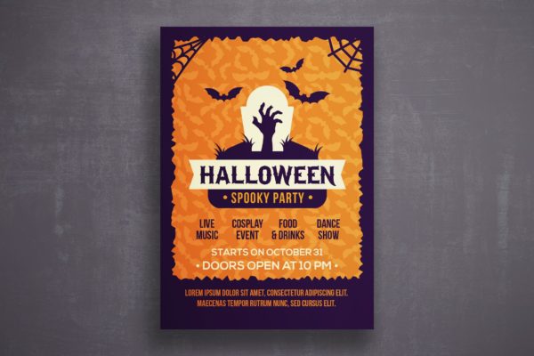 万圣节恐怖之夜活动邀请海报传单蚂蚁素材精选PSD模板v5 Halloween flyer template