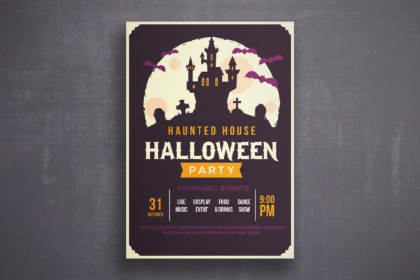 万圣节恐怖之夜活动邀请海报传单第一素材精选PSD模板v2 Halloween flyer template