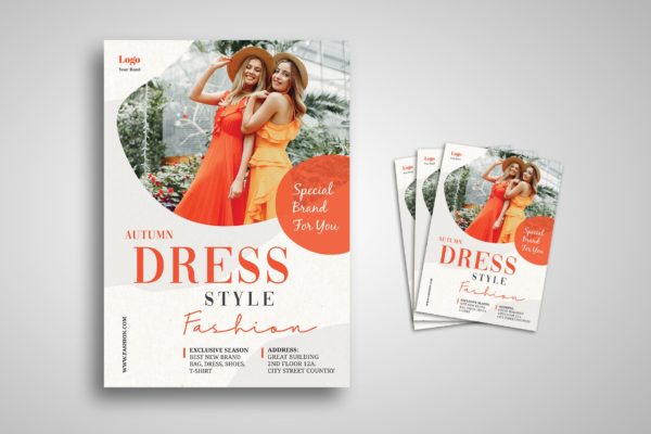 连衣裙时尚品牌宣传海报传单蚂蚁素材精选PSD模板 Fashion Flyer