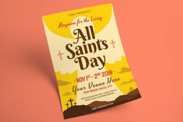 诸圣日活动传单海报PSD素材蚂蚁素材精选模板 All Saints Day Flyer