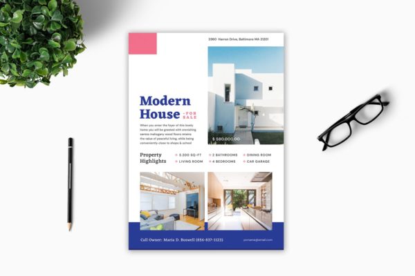 独栋别墅销售传单海报PSD素材第一素材精选模板 House Sale Flyer