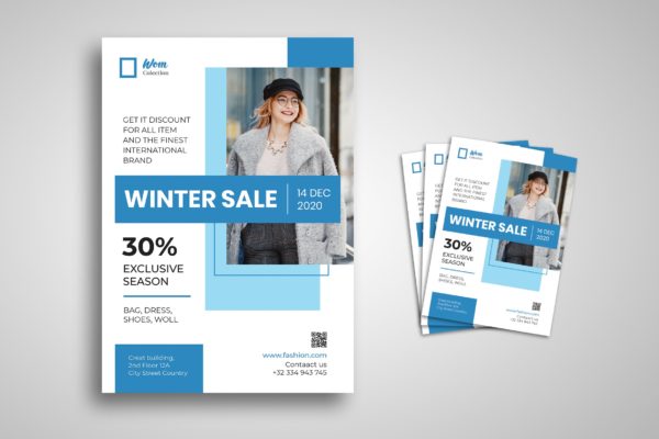 冬装大促活动海报传单第一素材精选PSD模板 Winter Fashion Flyer