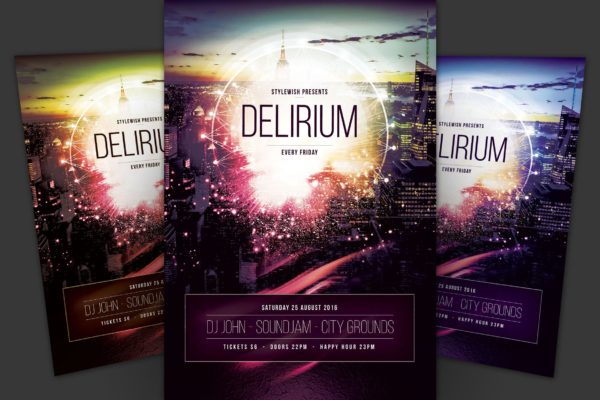 各类主题活动海报传单蚂蚁素材精选PSD模板 Delirium Flyer