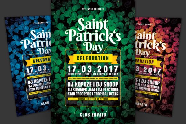 爱尔兰国庆日圣帕特里克节海报传单蚂蚁素材精选PSD模板 Saint Patricks Day Flyer
