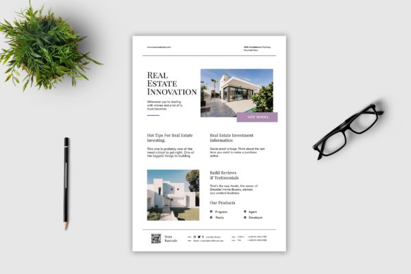 房产经销商/中介公司宣传单海报PSD素材蚂蚁素材精选模板v6 Real Estate Flyer – Vol. 6