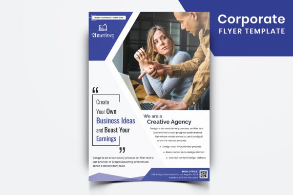 现代设计风格企业公司机构通用宣传单模板v07 Corporate Flyer Template-07