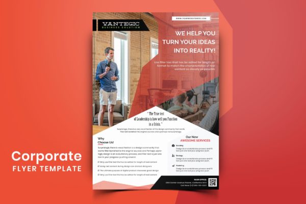 现代设计风格企业宣传单版式模板v02 Corporate Flyer Template-02