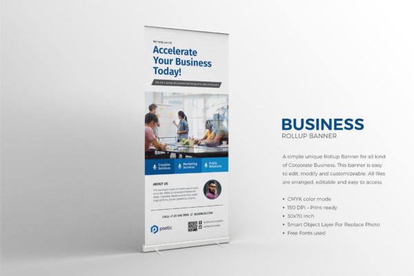 公司业务介绍X展架Banner图设计模板 Corporate Business Roll-up Banner