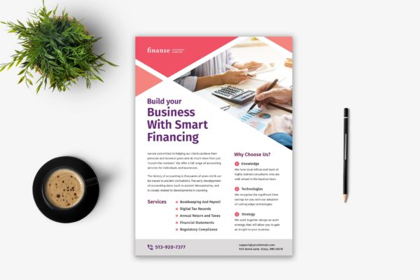 会计财务代理做账公司宣传单设计模板 Accountant Flyer