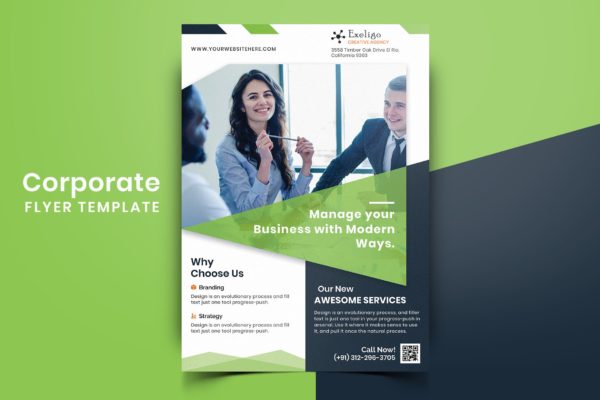 现代设计风格企业宣传单版式模板v03 Corporate Flyer Template-03