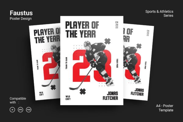 冰棍球运动海报PSD素材第一素材精选模板 Faustus Poster Design
