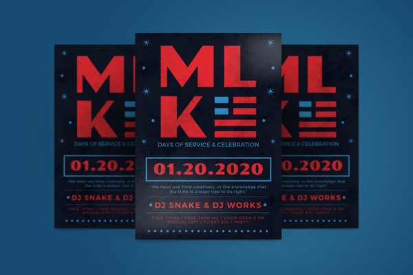 马丁路德金人物纪念主题传单设计模板v1 Martin Luther Flyer