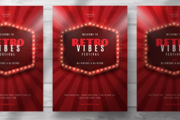 复古设计风格活动派对宣传单模板 Retro Party Flyer Template