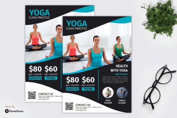 瑜伽培训课程宣传单设计模板 Yoga – Promotion Flyer RB