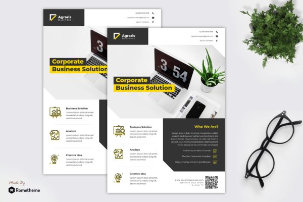 商业解决方案供应商宣传单设计模板 Agraris Corporate – Flyer TS