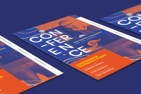 主题会议活动传单设计模板 Conference Flyer PSD Template