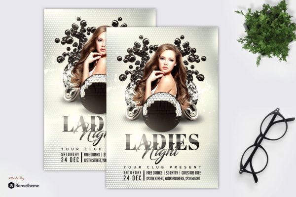 高端女性俱乐部宣传单设计模板 All White Party – Flyer MR