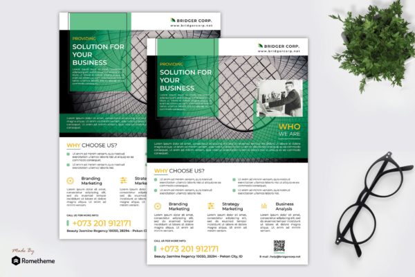 企业解决方案提供商简介传单设计模板 Bridger – Corporate Business Flyer RY