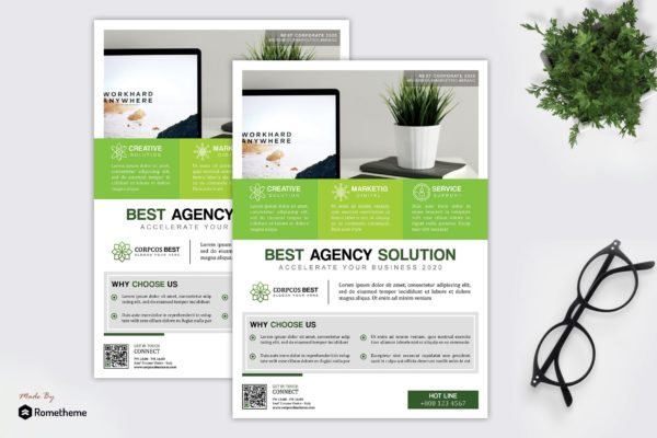 企业简约风宣传单设计模板 Corpcos – Minimal Corporate Flyer HR