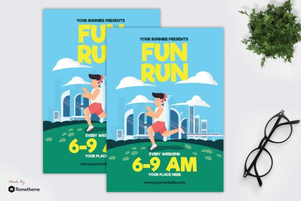 乐跑计划主题活动海报传单第一素材精选PSD模板 Fun Run – Flyer GR