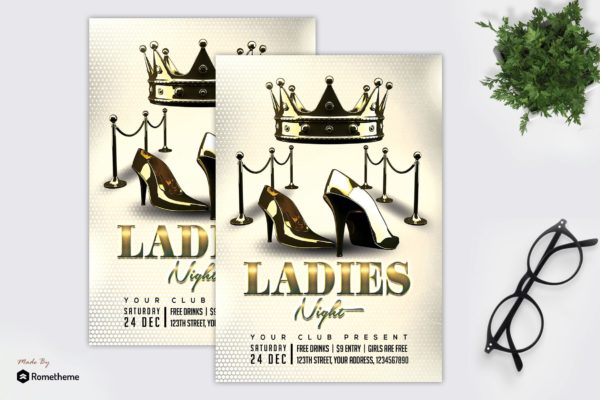 女王之夜俱乐部活动传单设计模板 Ladies Night Party  – Flyer MR