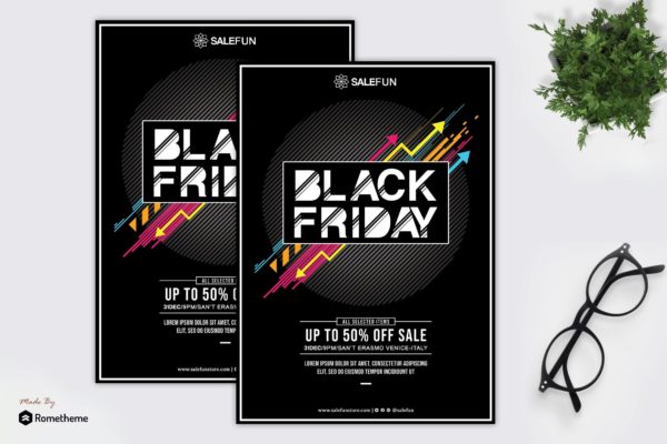 黑色星期五大卖场广告海报传单蚂蚁素材精选PSD模板 Salefun – Happy Black Friday Flyer HR