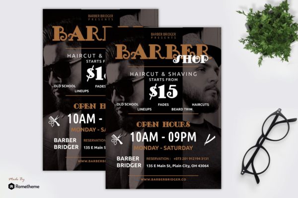 美发沙龙理发店促销活动宣传单模板 Beard – Barbershop Promotion Flyer RY