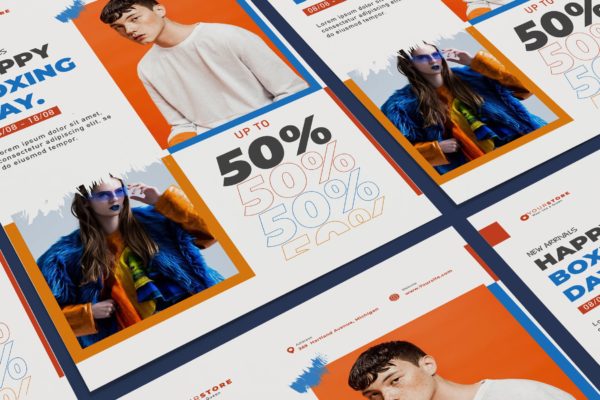 创意时尚品牌促销海报PSD素材蚂蚁素材精选模板 Creative Fashion Sale Poster Illustrator Template