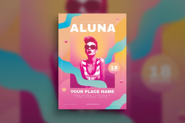 美女DJ人物海报PSD素材第一素材精选模板 Female Dj Flyer