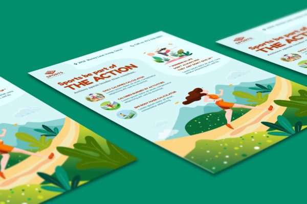 体育活动主题宣传单版式设计模板 Sport Activities Flyer Illustration Template