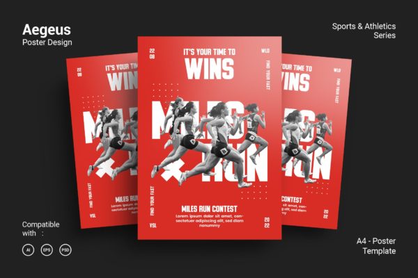 跑步运动海报PSD素材第一素材精选模板 Aegeus Poster Design