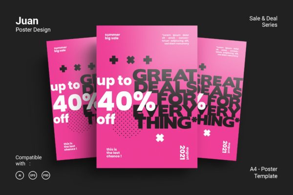 现代创意文字版式海报PSD素材第一素材精选模板 Juan Poster Design