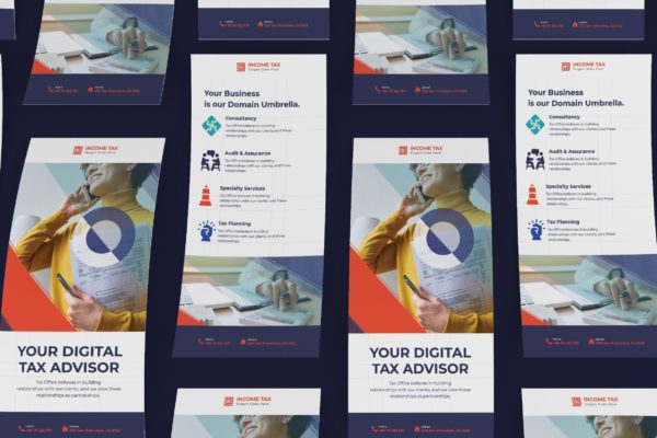 所得税业务商业广告宣传卡PSD模板 Income Tax DL Rackcard PSD Template