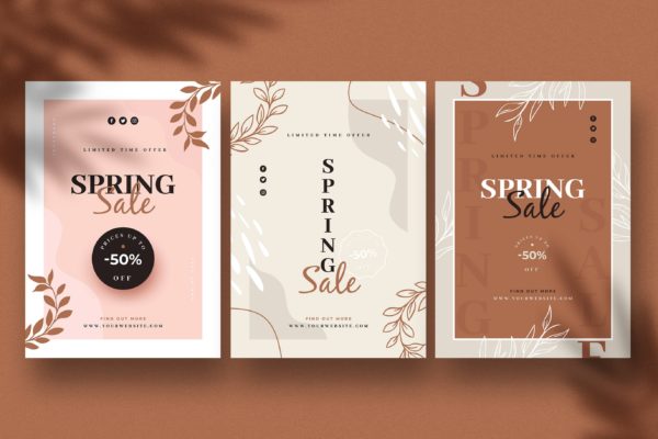 抽象春季主题促销传单设计模板 Abstract Spring Sale Flyers