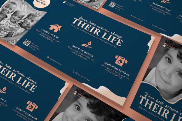 慈善机构/非政府组织/非营利机构简介传单设计模板v1 Charity, NGO, Non-Profit A5 Business Flyer