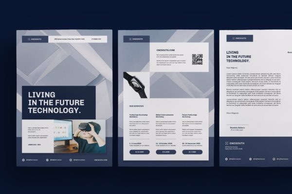 科技公司简介传单设计模板 Corporate Flyer