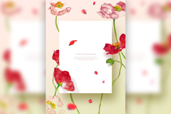 牡丹-春天花卉主题海报/贺卡/信纸设计psd素材