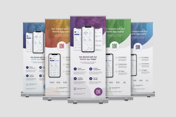 创意APP应用推广易拉宝X展架广告Banner设计模板 Creative App – Roll Up Banner