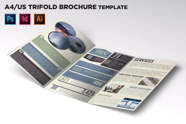 信息图表类型商业宣传三折页传单设计模板 Infographic Business Trifold Brochure Template