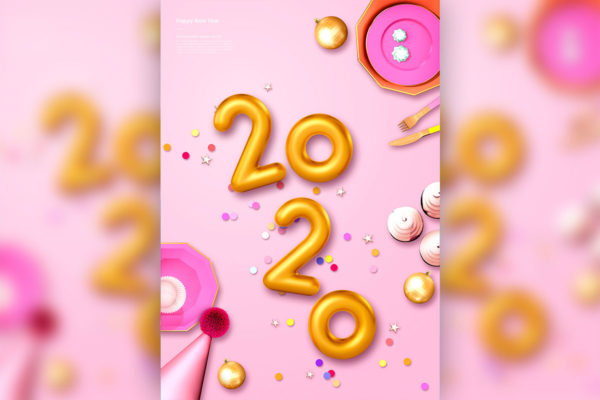 2020新年主题海报PSD素材第一素材精选模板[PSD]