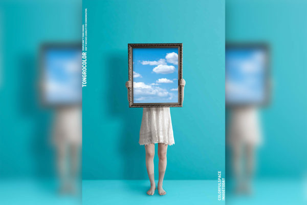 举着云层梦境艺术海报图形韩国psd素材