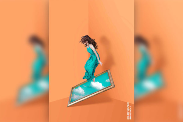 长裙美女&天空作品画抽象空间主题海报PSD素材蚂蚁素材精选素材