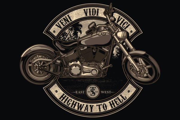 地狱摩托T恤印花图案设计矢量插画蚂蚁素材精选素材 Highway to hell