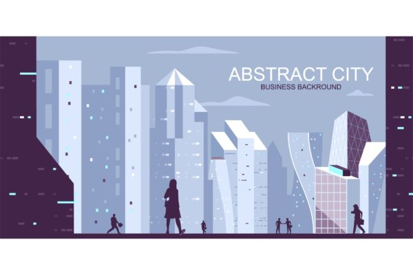 商业城市主题网站Header设计矢量插画第一素材精选 Business City Vector Illustration Header Website