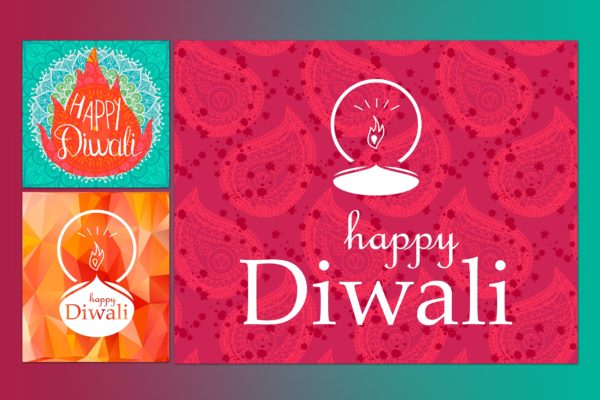 印度排灯节主题矢量Banner图设计模板 Happy Diwali Banners