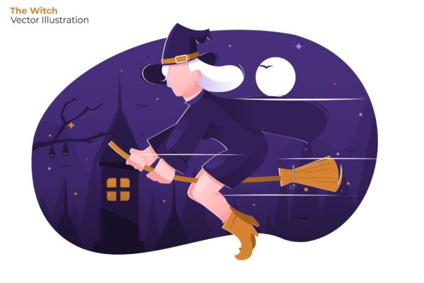 女巫形象矢量插画第一素材精选设计素材 The Witch – Vector Illustration