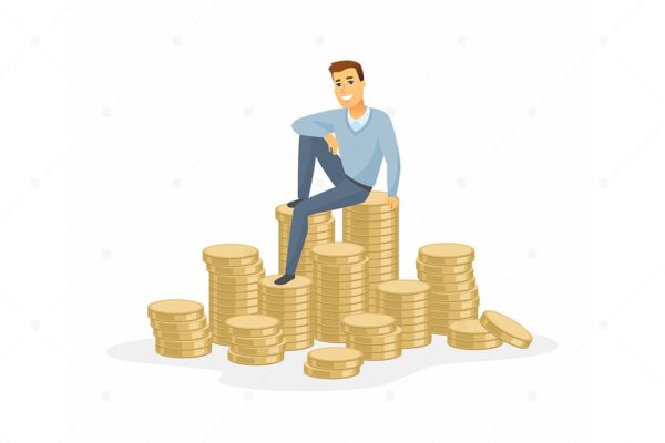 财务自由成功人士卡通形象矢量插画蚂蚁素材精选 Financial success – cartoon character illustration