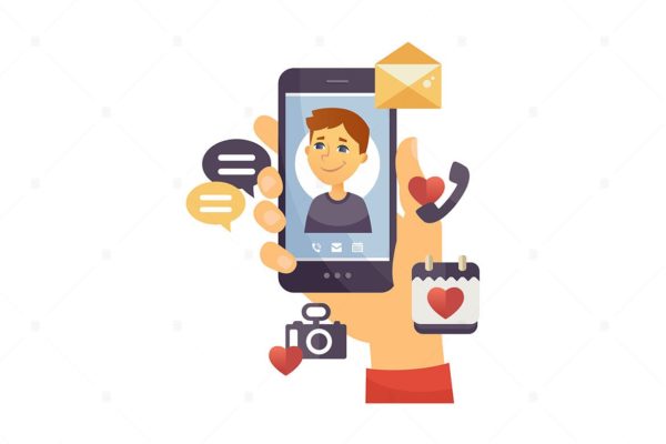 儿童电话卡通人物矢量插画第一素材精选素材 Son calling – cartoon character illustration