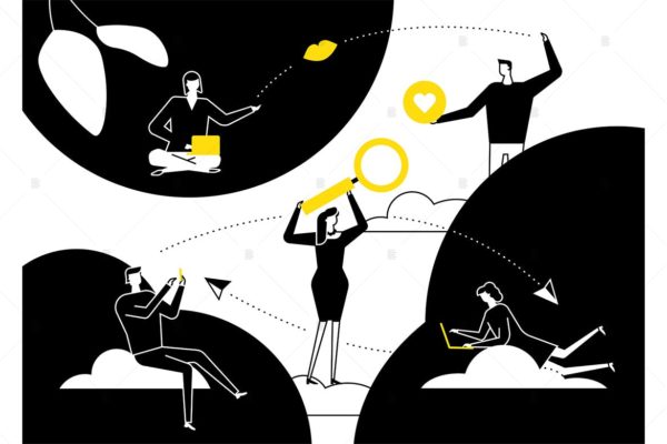 线上约会-扁平设计风格矢量插画第一素材精选素材v1 Dating app – flat design style illustration